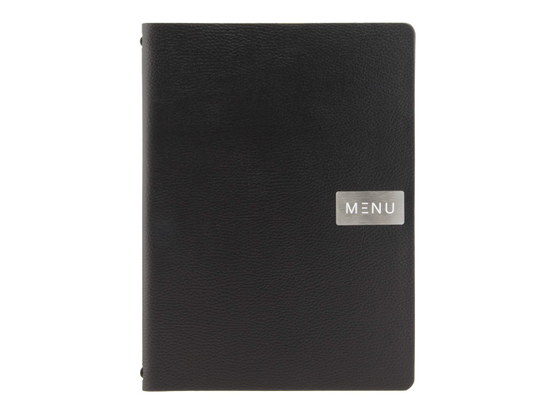 Securit Protège-menus RAW, A4, en cuir véritable, noir