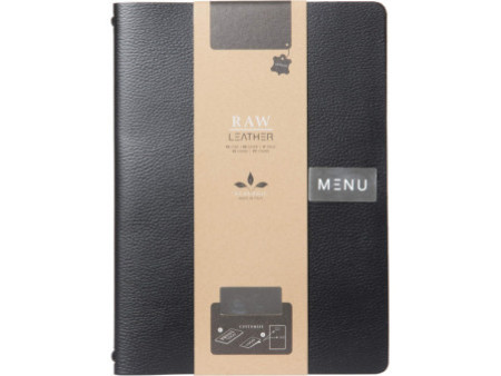 Securit Protège-menus RAW, A4, en cuir véritable, noir