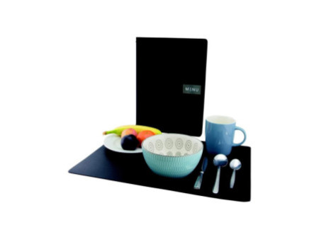 Securit Set de table RAW, en cuir véritable, noir