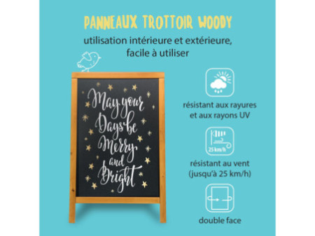 Securit Panneau trottoir WOODY, avec tableau noir, hêtre