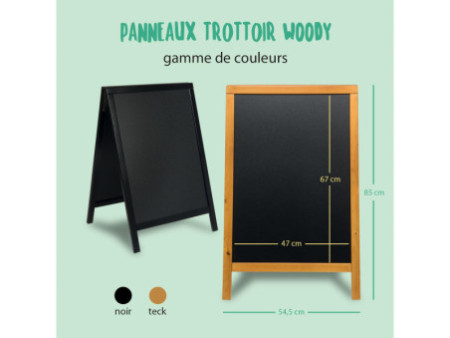 Securit Panneau trottoir WOODY, avec tableau noir, hêtre