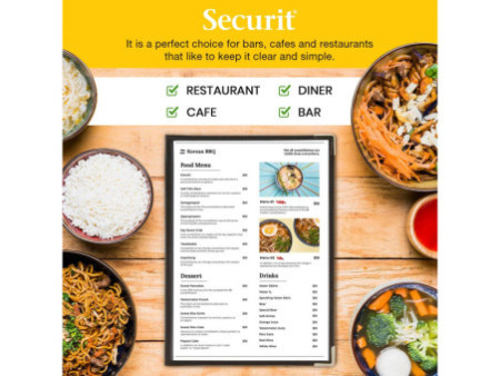 Securit Porte-menu CRYSTAL, A4, pour 4 feuilles