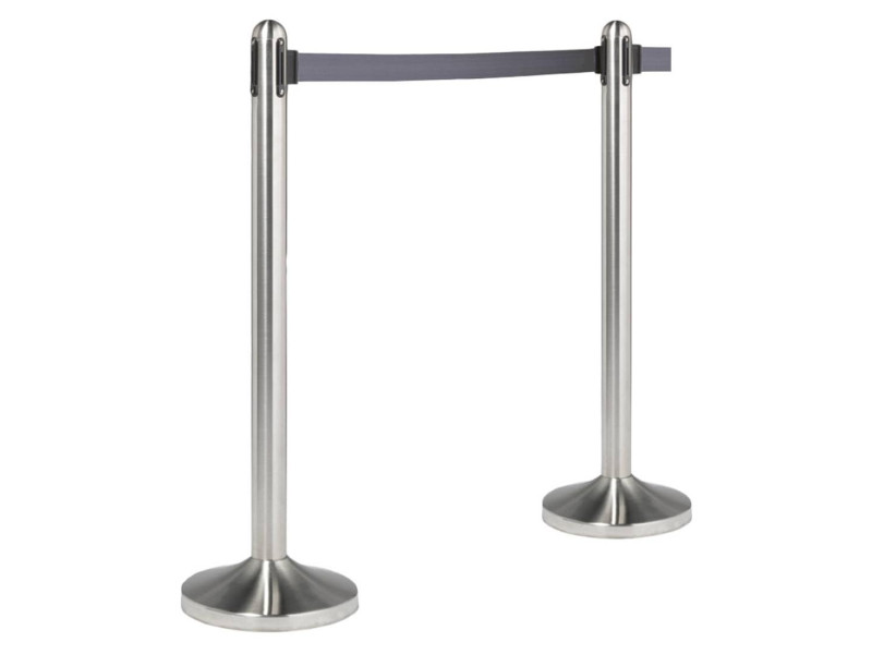 Securit Kit de poteau d'accueil RETRACTABLES, chrome / gris