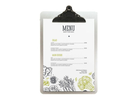 Securit Porte-menu à pince, A4, en métal, argent