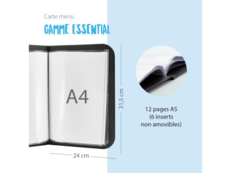 Securit Protège-menus ESSENTIAL, A4, noir