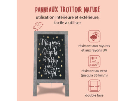 Securit Panneau trottoir NATURE, avec tableau noir, gris