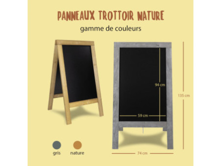 Securit Panneau trottoir NATURE, avec tableau noir, gris