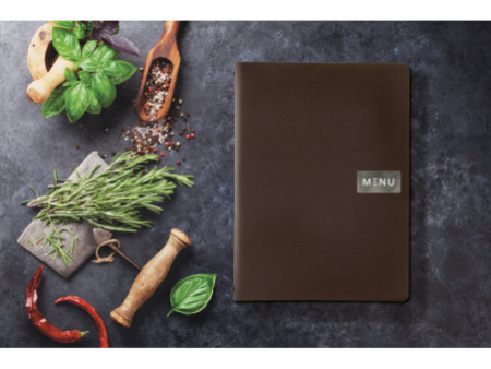 Securit Protège-menus RAW, A4, cuir véritable, brun