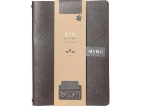 Securit Protège-menus RAW, A4, cuir véritable, brun