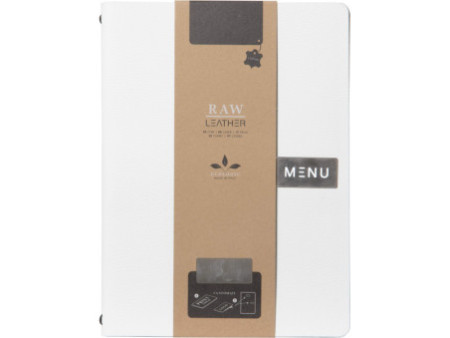 Securit Protège-menus RAW, A4, cuir véritable, blanc