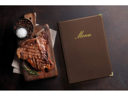 Securit Protège-menus CLASSIC, A5, aspect cuir, brun
