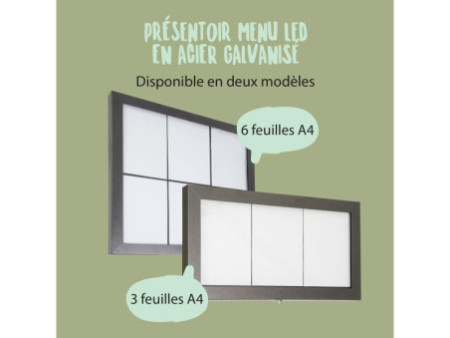 Securit Vitrine d'affichage LED COATED STEEL, 6 x A4