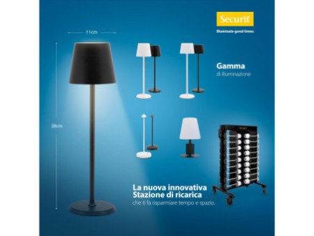 Securit Lampe de table à LED sans fil FELINE, noir