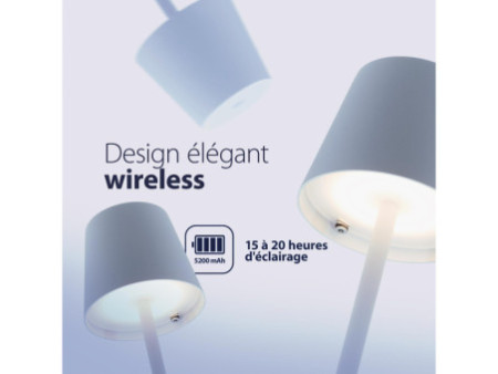 Securit Lampe de table à LED sans fil FELINE, blanc