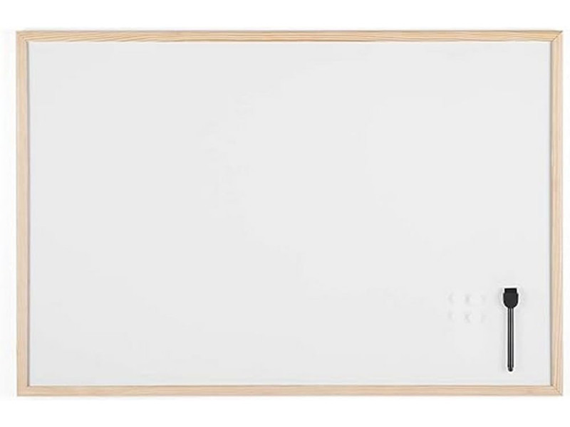 Bi-Office Tableau blanc, cadre en bois, (L)900 x (H)600 mm