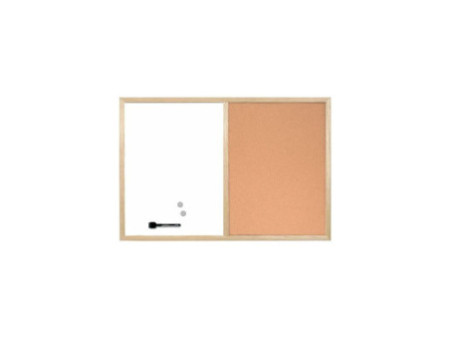 Bi-Office Tableau mixte, cadre en bois, (L)600 x (H)400 mm