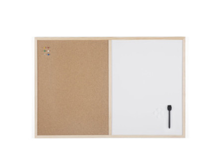Bi-Office Tableau mixte, cadre en bois, (L)900 x (H)600 mm