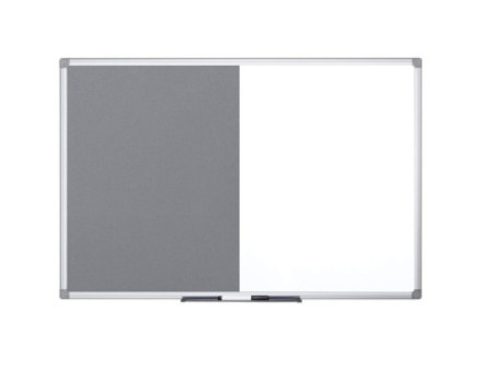 Bi-Office Tableau mixte, tableau blanc / feutre, gris