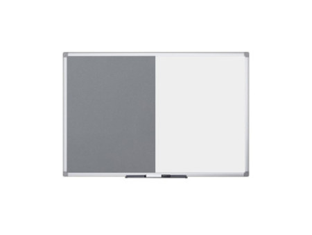 Bi-Office Tableau mixte, tableau blanc / feutre, gris