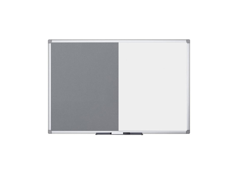 Bi-Office Tableau mixte, tableau blanc / feutre, gris