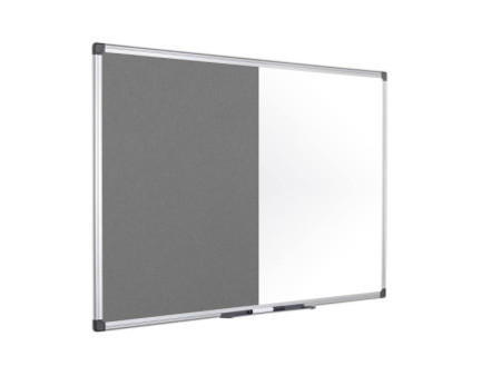Bi-Office Tableau mixte, tableau blanc / feutre, gris