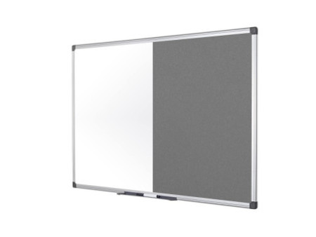 Bi-Office Tableau mixte, tableau blanc / feutre, gris