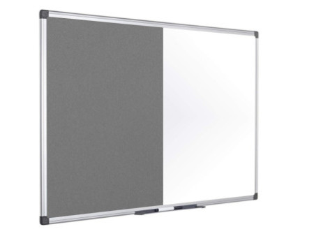 Bi-Office Tableau mixte, tableau blanc / feutre, gris