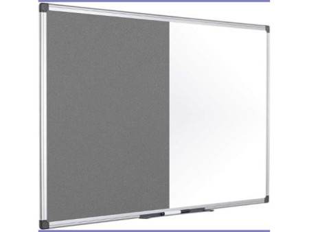 Bi-Office Tableau mixte, tableau blanc / feutre, gris