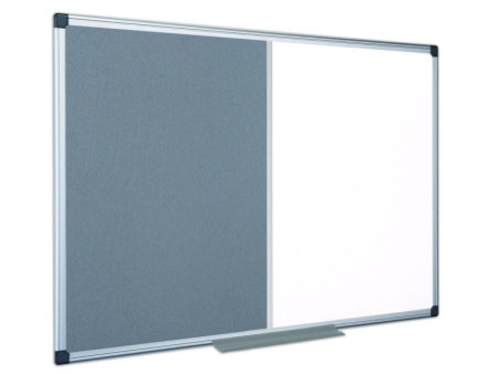 Bi-Office Tableau mixte, tableau blanc / feutre, gris