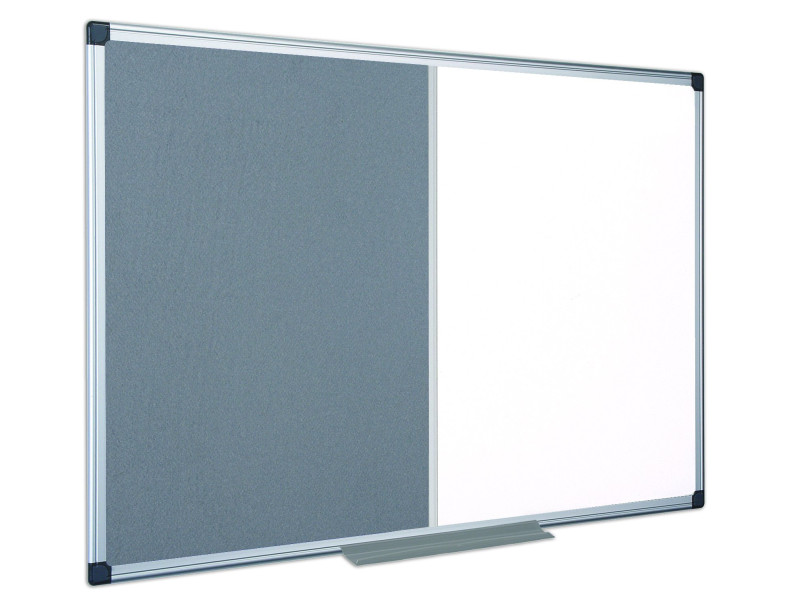 Bi-Office Tableau mixte, tableau blanc / feutre, gris