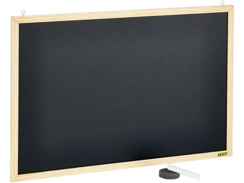 Bi-Office Tableau noir, bois naturel, 600 x 400 mm, noir