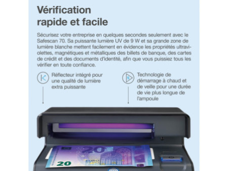 Safescan Détecteur de faux billets 'Safescan 70', noir