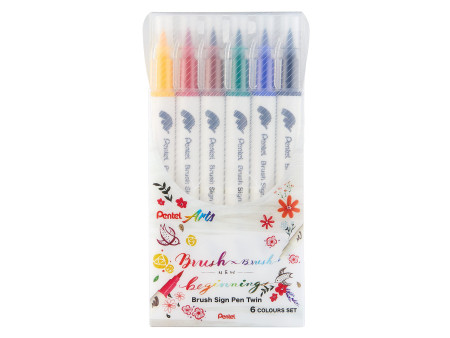 PentelArts Feutre pinceau BrushSignPen Twin, set de 6