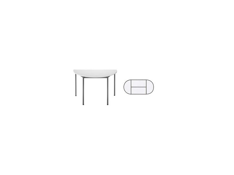 SODEMATUB Table de réunion 120DRGG, demi-ronde, gris / gris