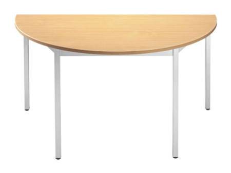 SODEMATUB Table de réunion 120DRHA, demi-rond, hêtre/alu