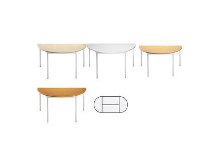 SODEMATUB Table de réunion 120DRMA, demi-rond, merisier/alu