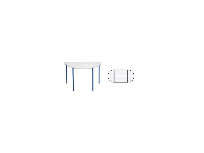 SODEMATUB table de réunion147DRGBL,demi-rond,gris clair/bleu