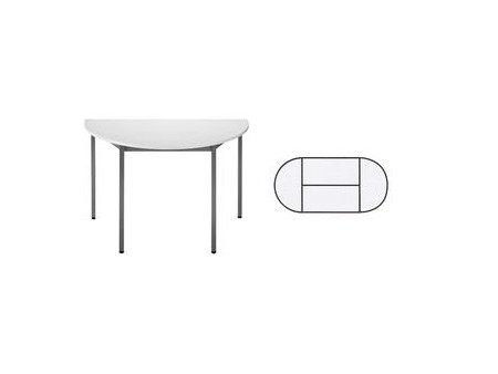 SODEMATUB Table de réunion 147DRGG, demi-rond, gris / gris