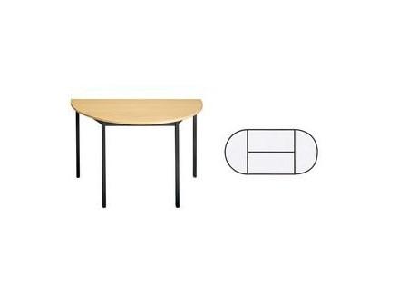 SODEMATUB Table de réunion 147DRHN, demi-rond, hêtre/noir