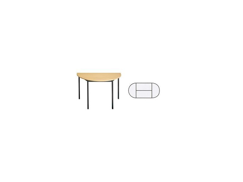 SODEMATUB Table de réunion 147DRHN, demi-rond, hêtre/noir