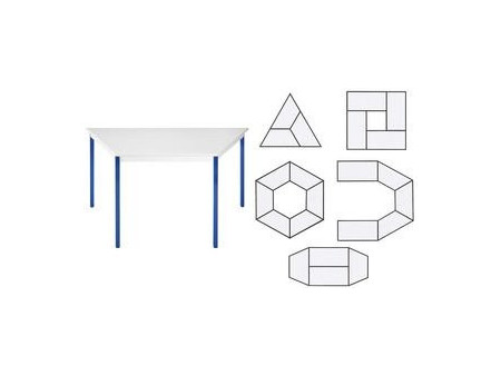 SODEMATUB Table de réunion 147TGBL, trapézoidale, gris/bleu
