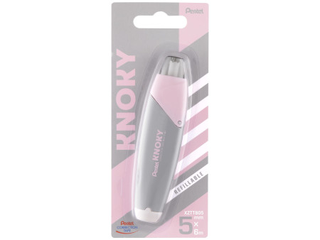 Pentel Ruban correcteur rétractable KNOKY, 5 mm x 6 m, gris