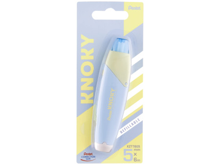 Pentel Ruban correcteur rétractable KNOKY, 5 mm x 6 m, bleu