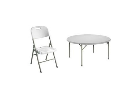 SODEMATUB Table pliante ROND-152 en plastique, gris clair