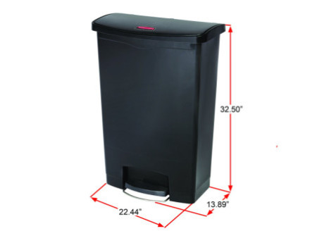 Rubbermaid Collecteur à pédale Slim Jim, 90 litres, blanc