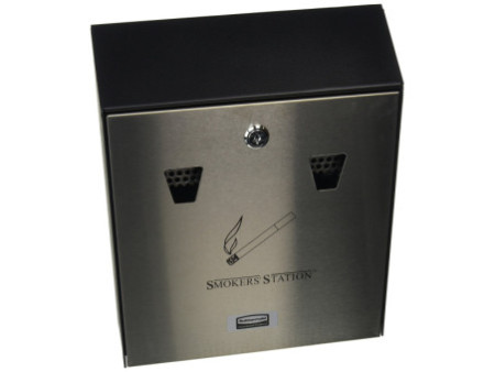 Rubbermaid Cendrier mural Smockers' Station, noir / argent