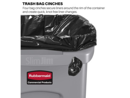 Rubbermaid Collecteur de déchets Slim Jim, 60 litres, gris