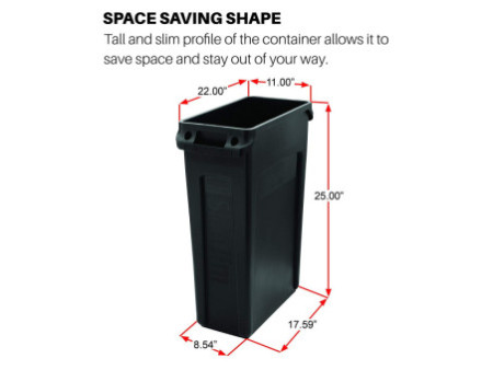 Rubbermaid Collecteur de déchets Slim Jim, 60 litres, gris