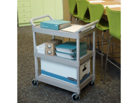 Rubbermaid Chariot utilitaire, 3 étages, platine
