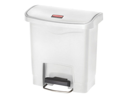 Rubbermaid Collecteur à pédale Slim Jim, 15 litres, blanc